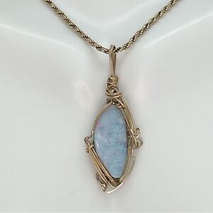 Fiery Opal 14 Karat Gold Necklace